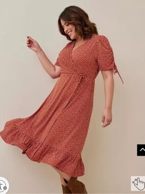 torrid Red Polka Dot Wrap Midi Dress